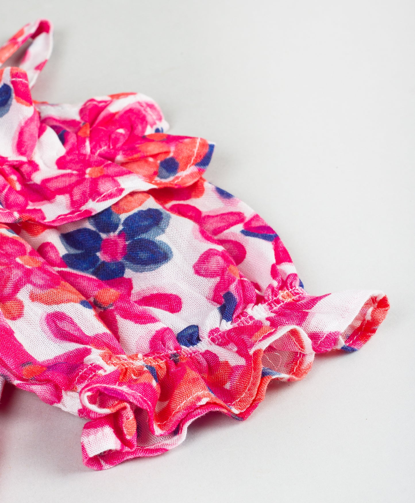 PINK BLUE FLORAL PRINT TOP WITH SHOULDER STRAPS