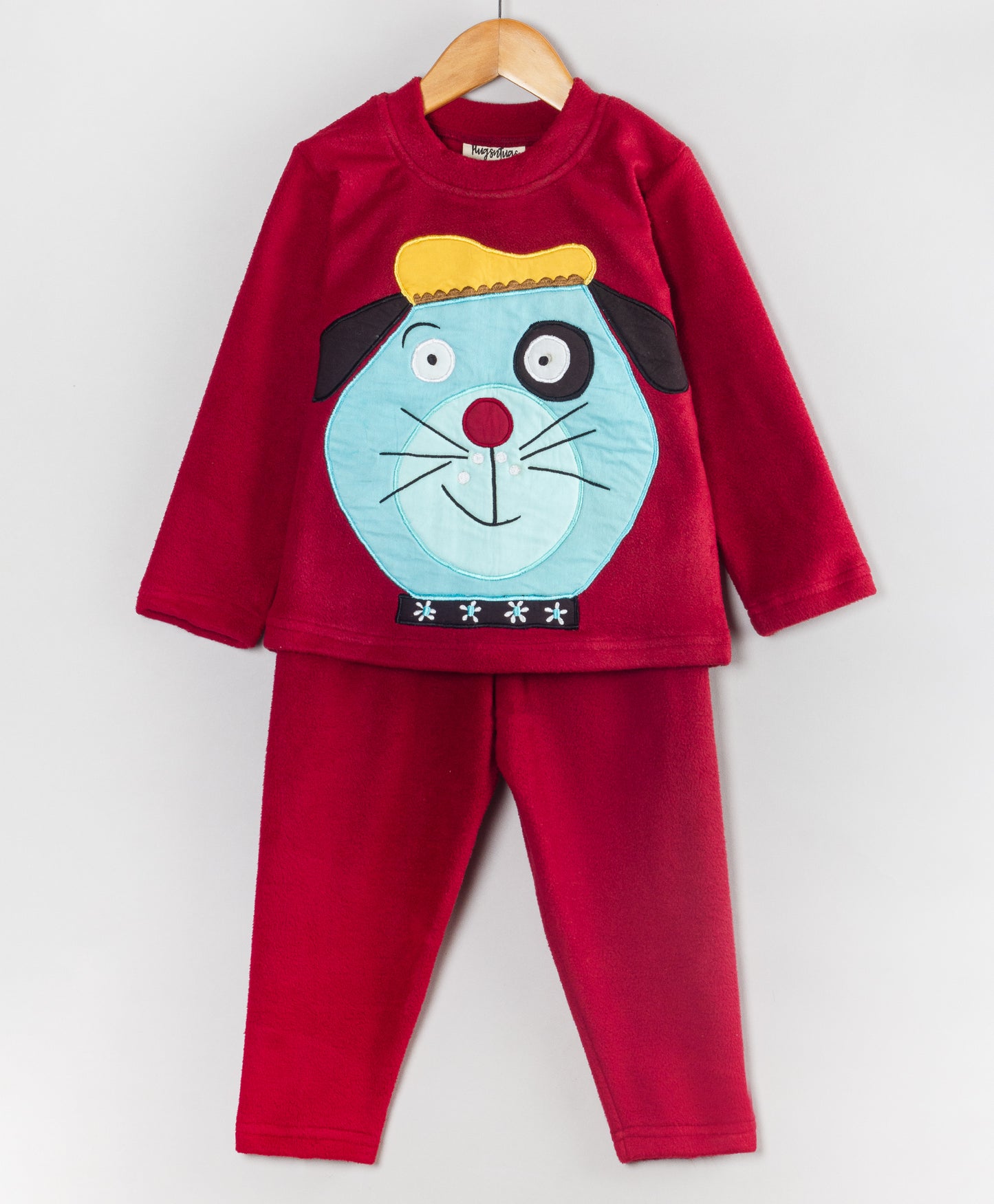 CAT PATCHWORK MAROON FLEECE SET