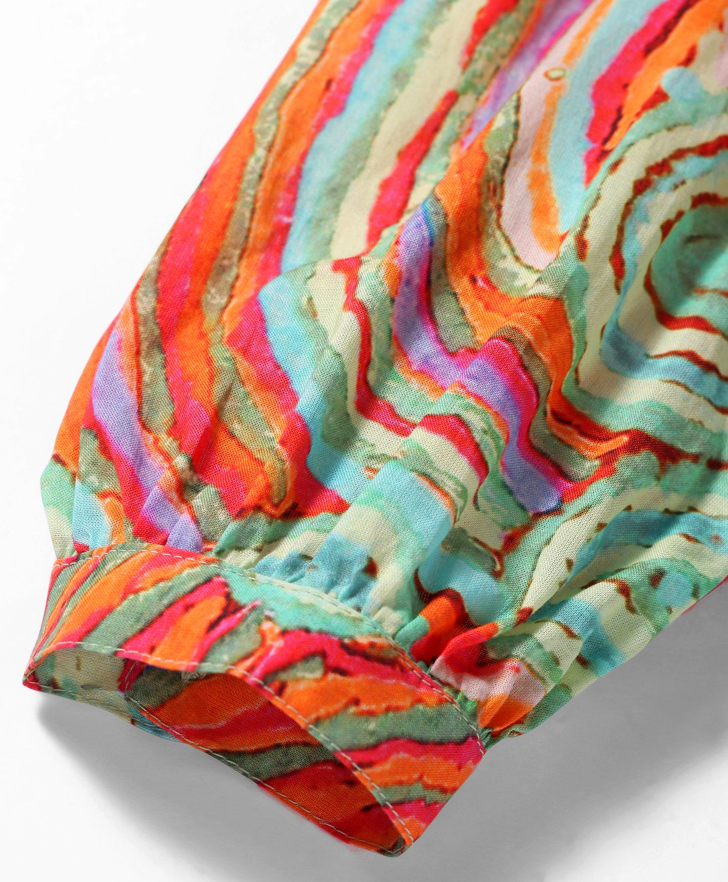 GEOMETRIC PRINT SHIRT STYLE TOP WITH SELF TIE UP AT NECK
