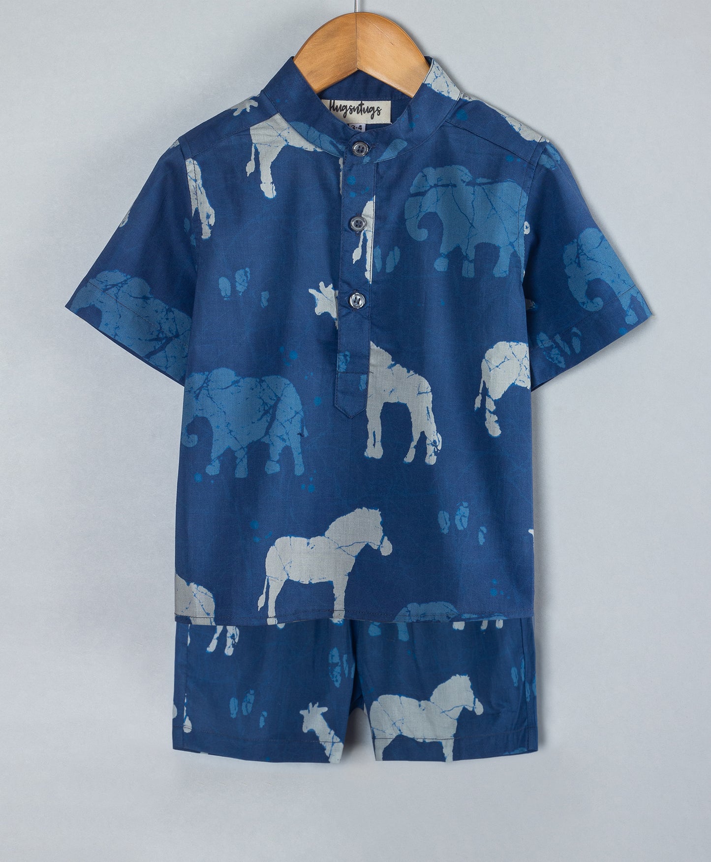 INDIGO ANIMAL PRINT SHORTS SET