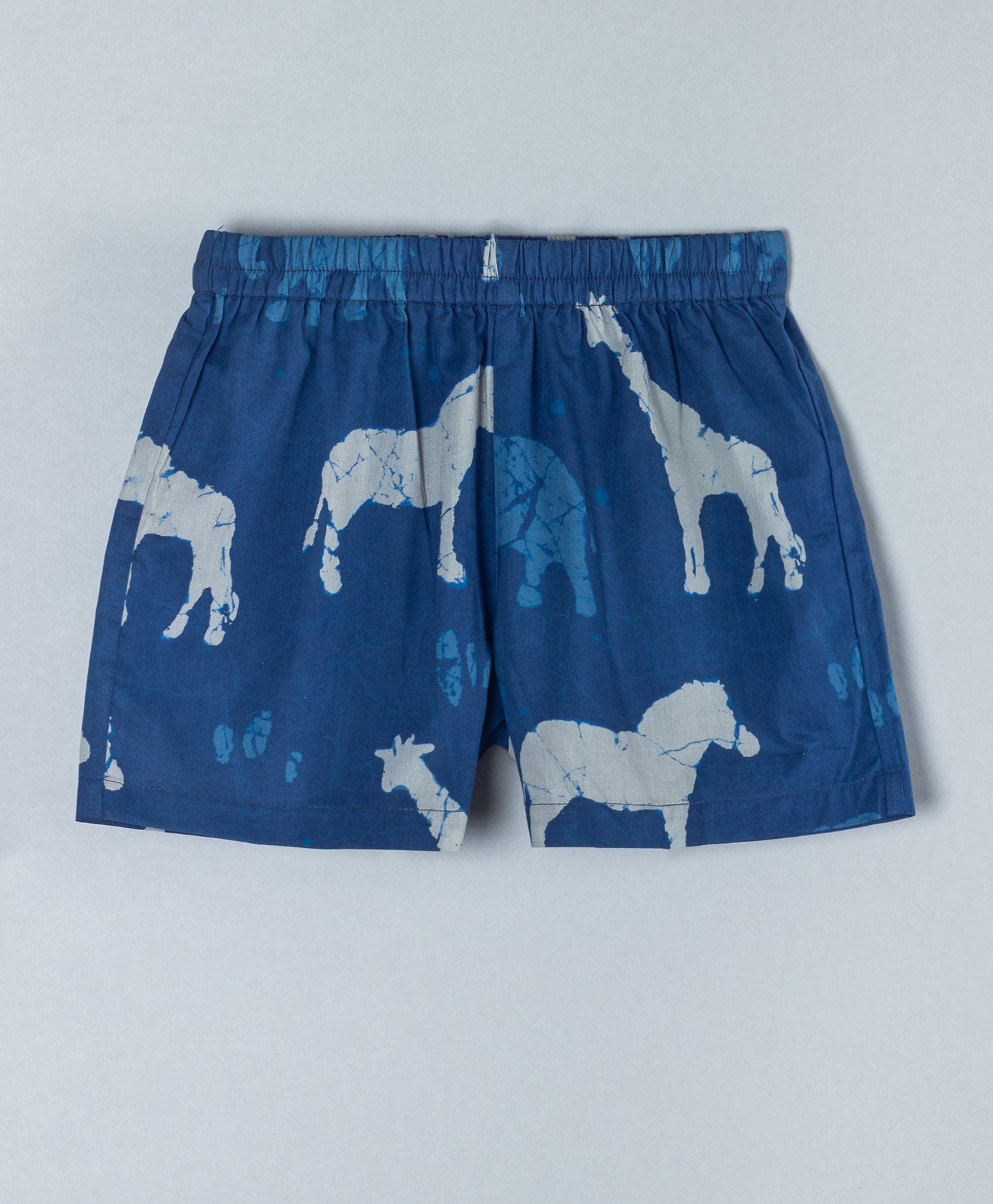 INDIGO ANIMAL PRINT SHORTS SET