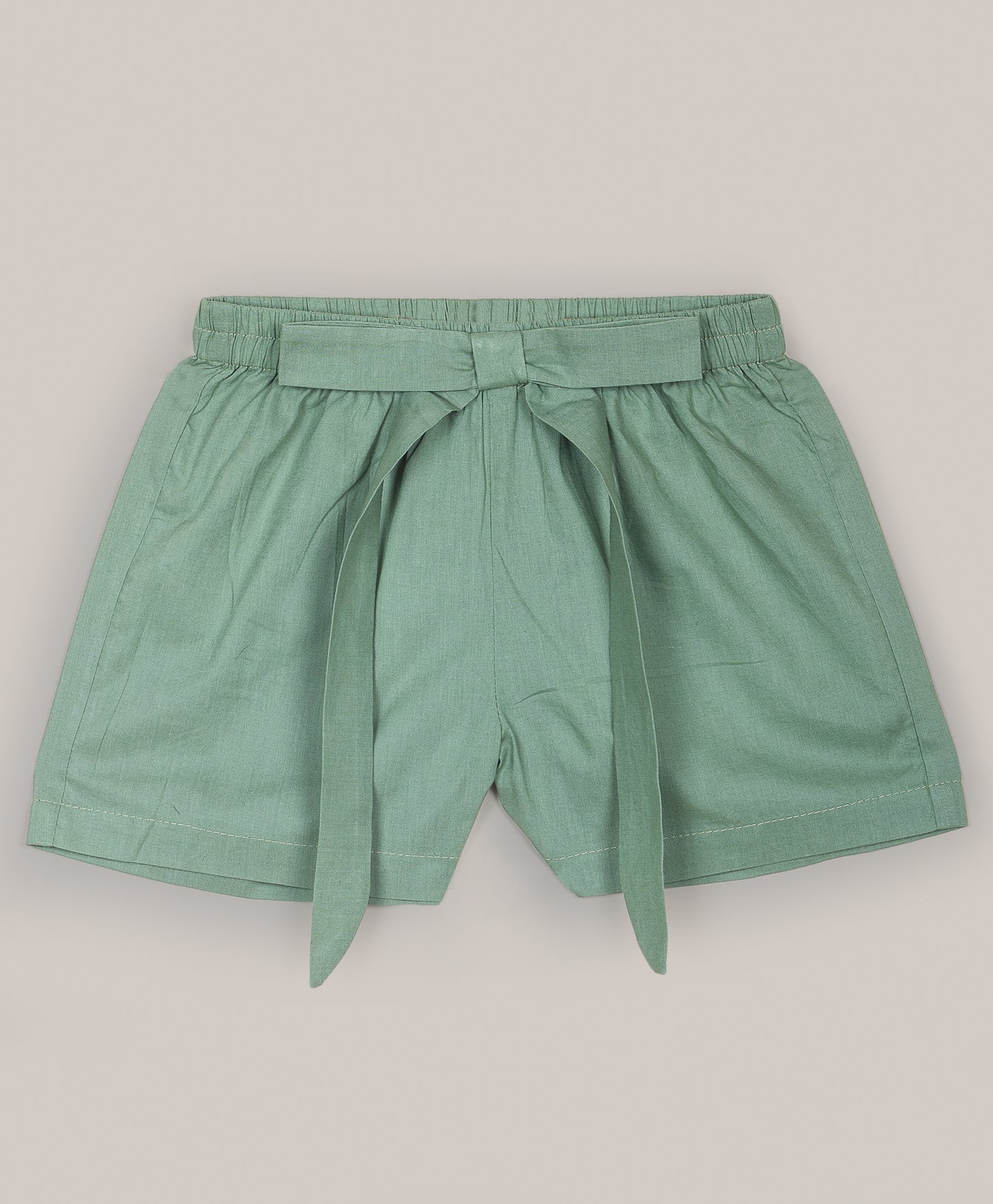 SAGE GREEN SHORTS WITH BOW TIE UP AT WAIST