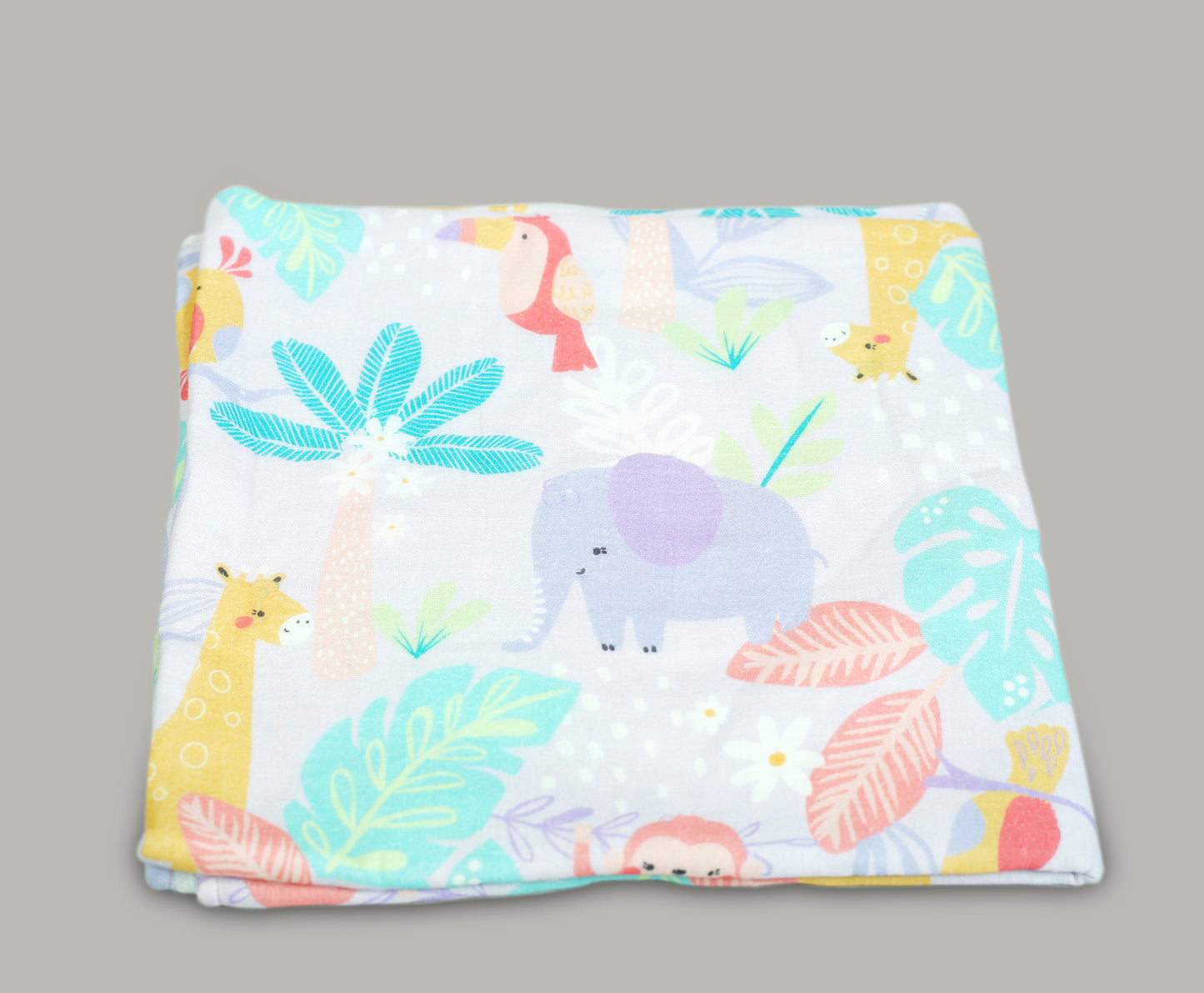 PASTEL JUNGLE AND LILAC STRIPE PRINT COT SET