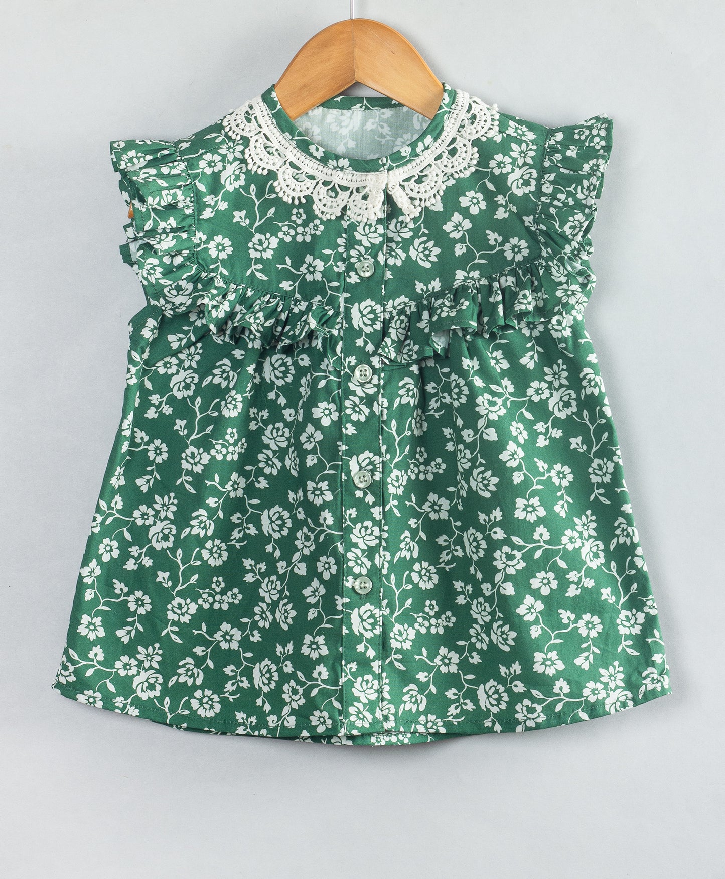 EMERALD GREEN FLORAL PRINTED TOP
