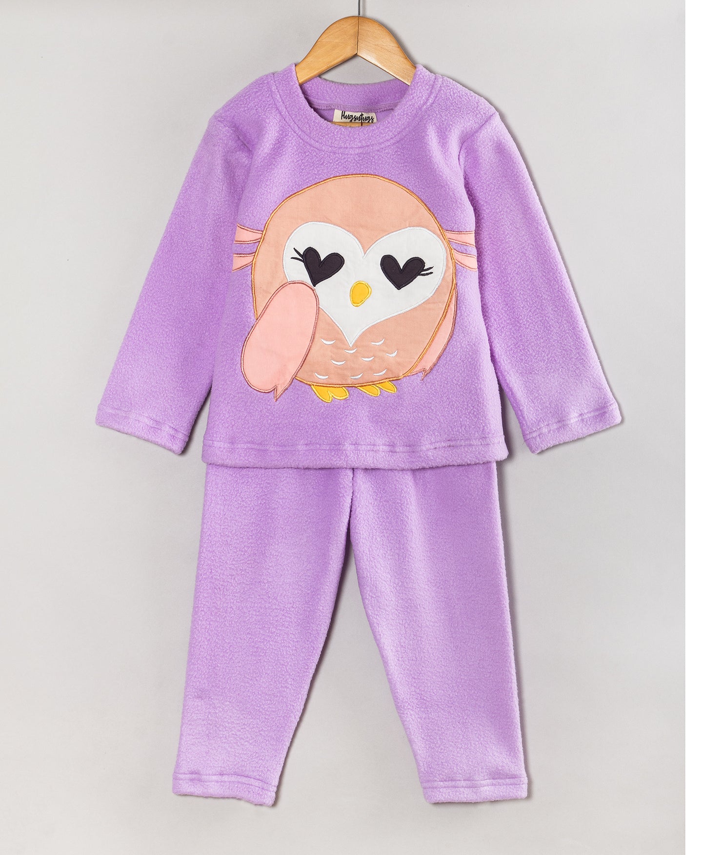 OWL PATCHWORK LILAC FLEECE SET