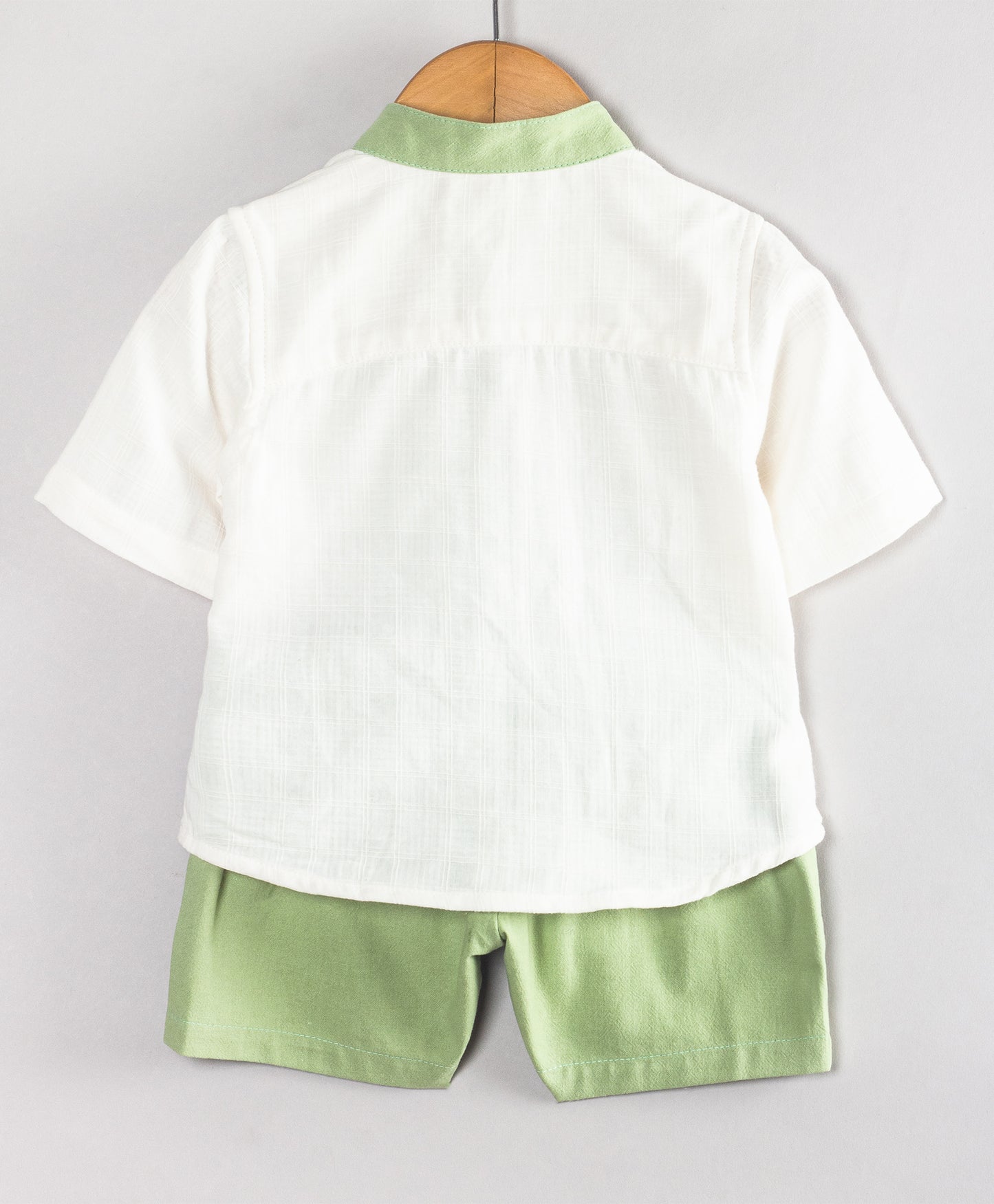 COLOR BLOCK WHITE/GREEN INFANT SHORTS SET