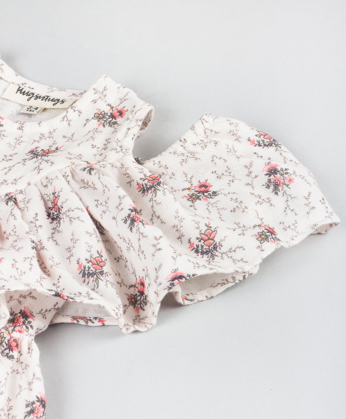 WHITE SPACED OUT FLOWER PRINT COLD SHOULDER DRESS
