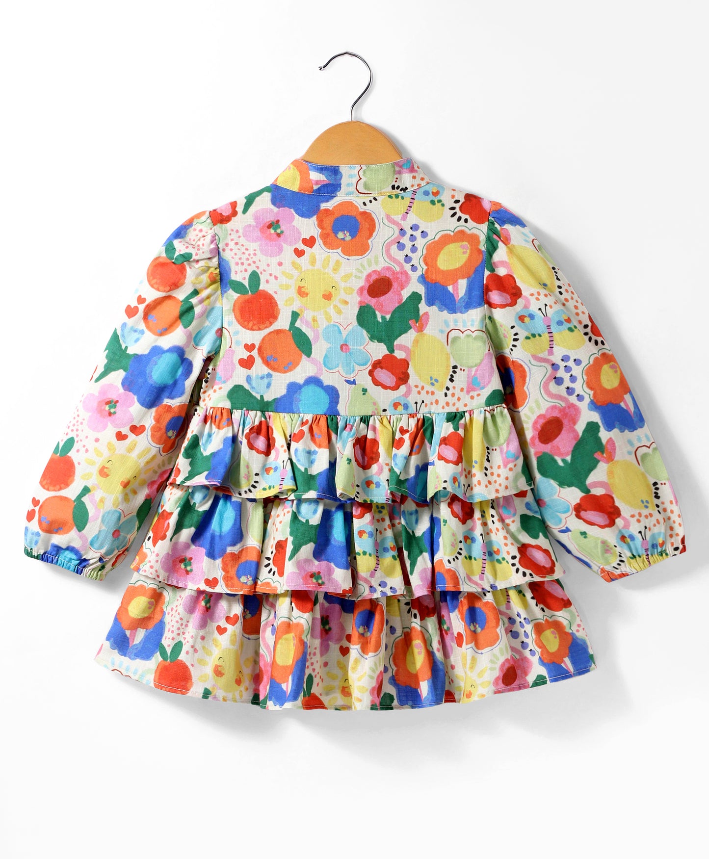 FRUIT AND FLOWER PRINT TOP WITH FRILLS