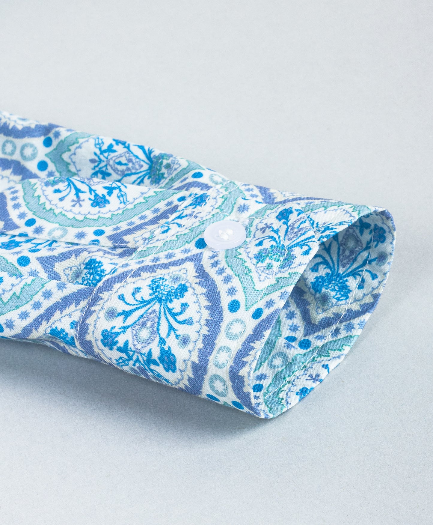 BLUE MOROCCAN TILE PRINT BOYS SHIRT