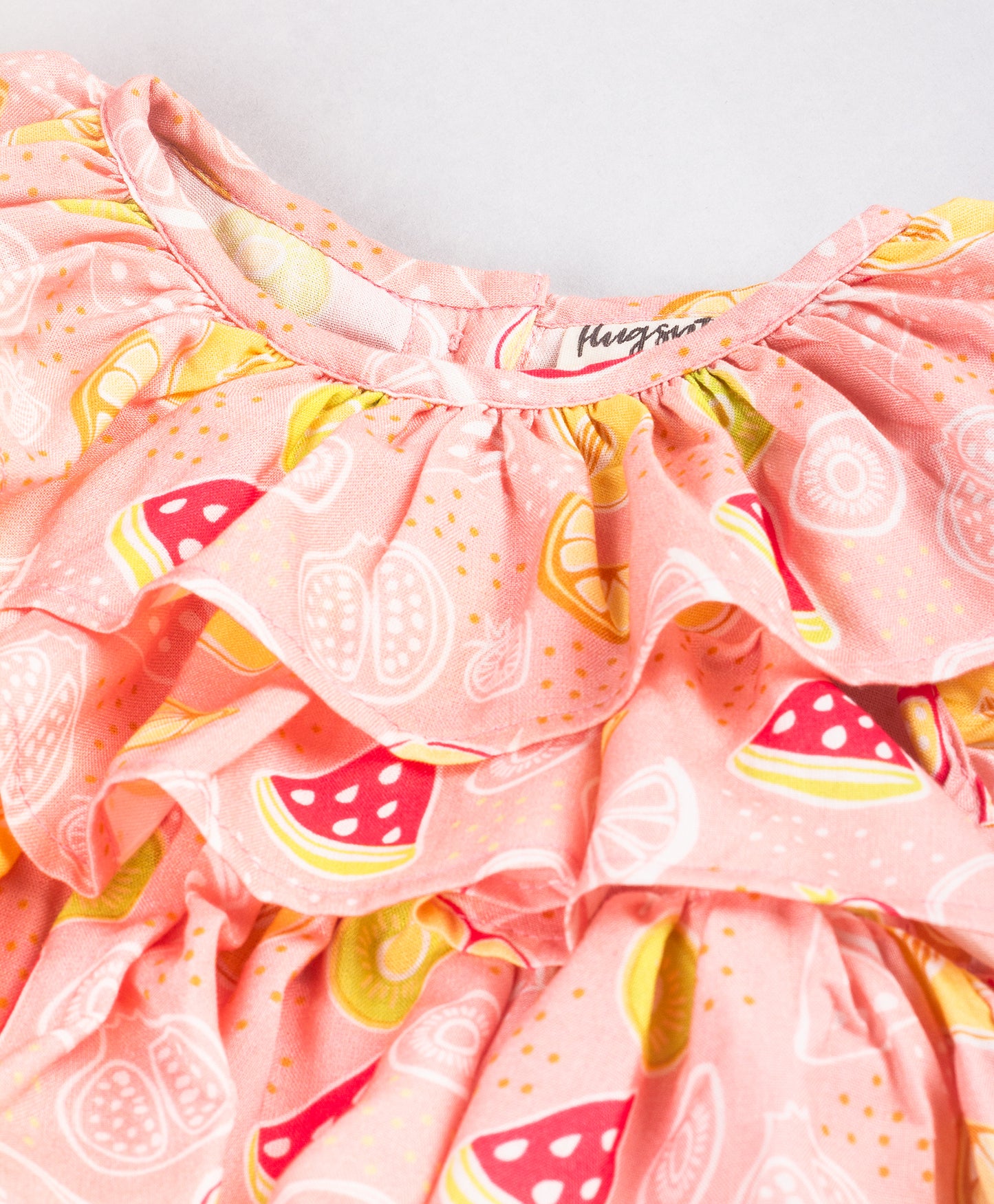 FRUIT PRINT FRILL INFANT DRESS