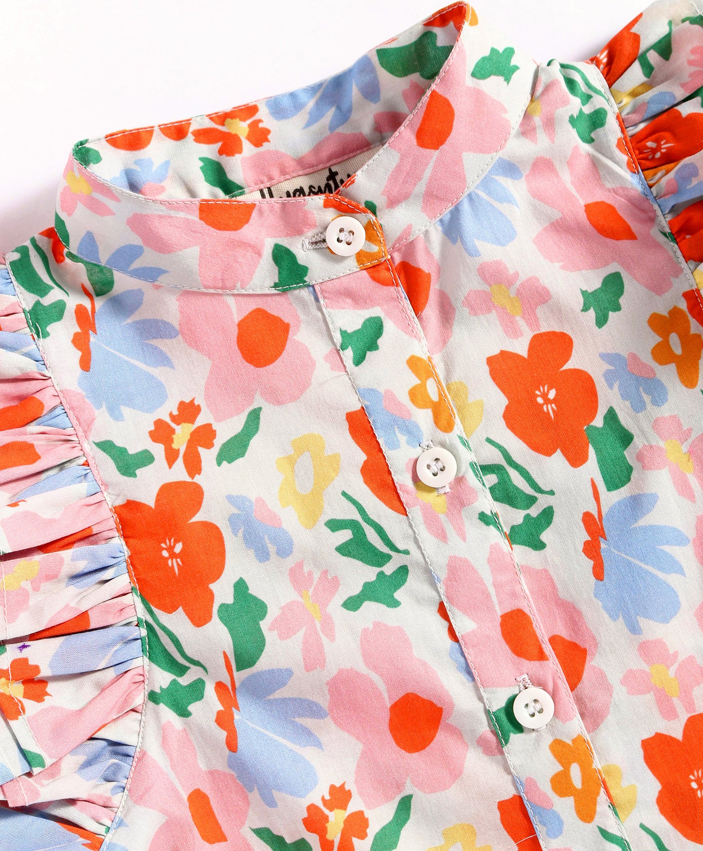 FLORAL PRINT TOP WITH FRILLS ON THE FRONT