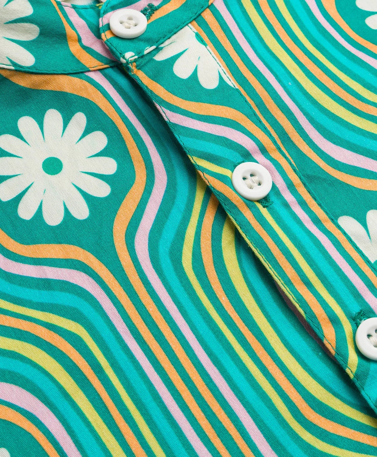 GREEN FLORAL GEOMETRIC PRINT KURTA SET