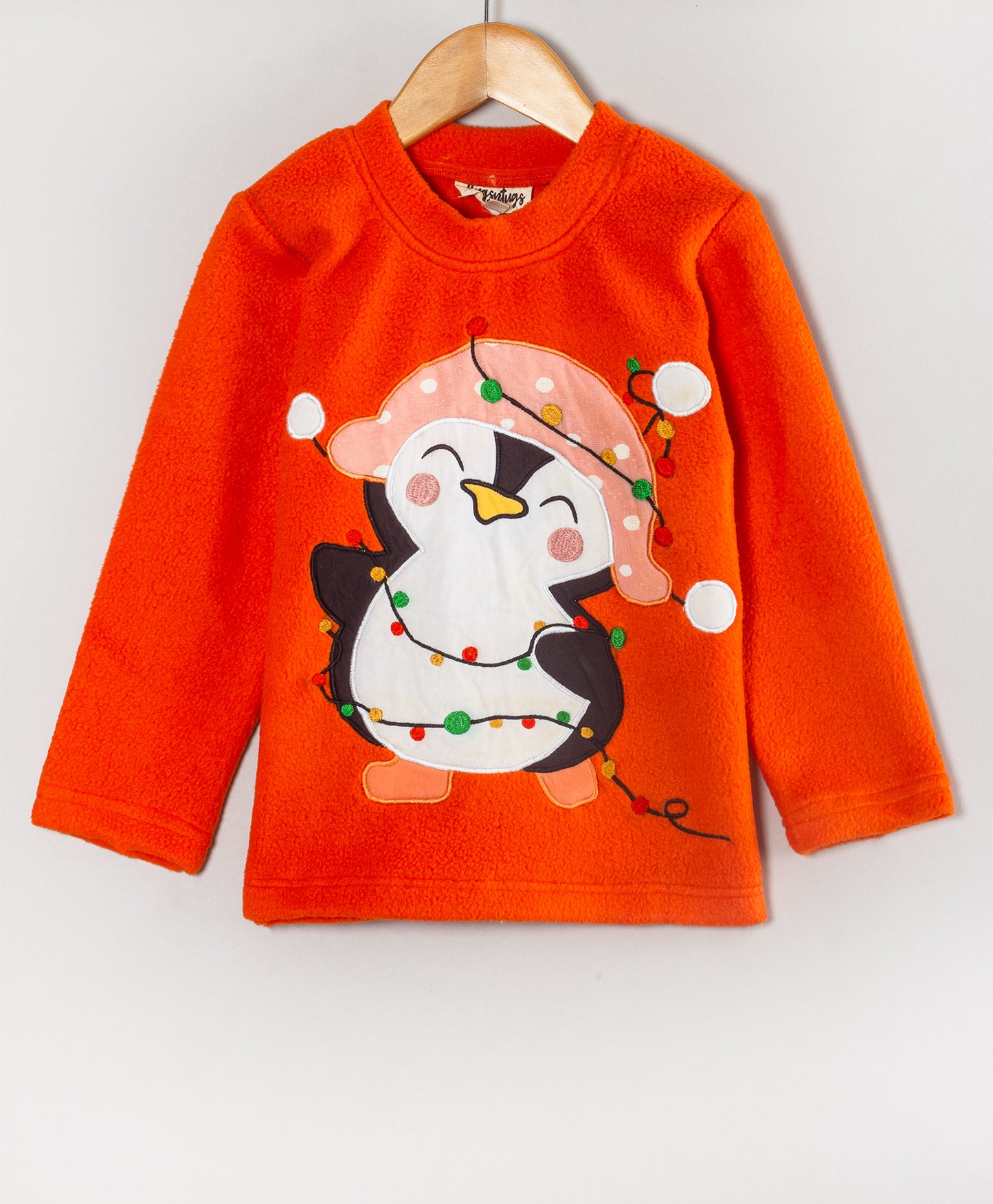 PENGUIN PATCHWORK ORANGE FLEECE SET