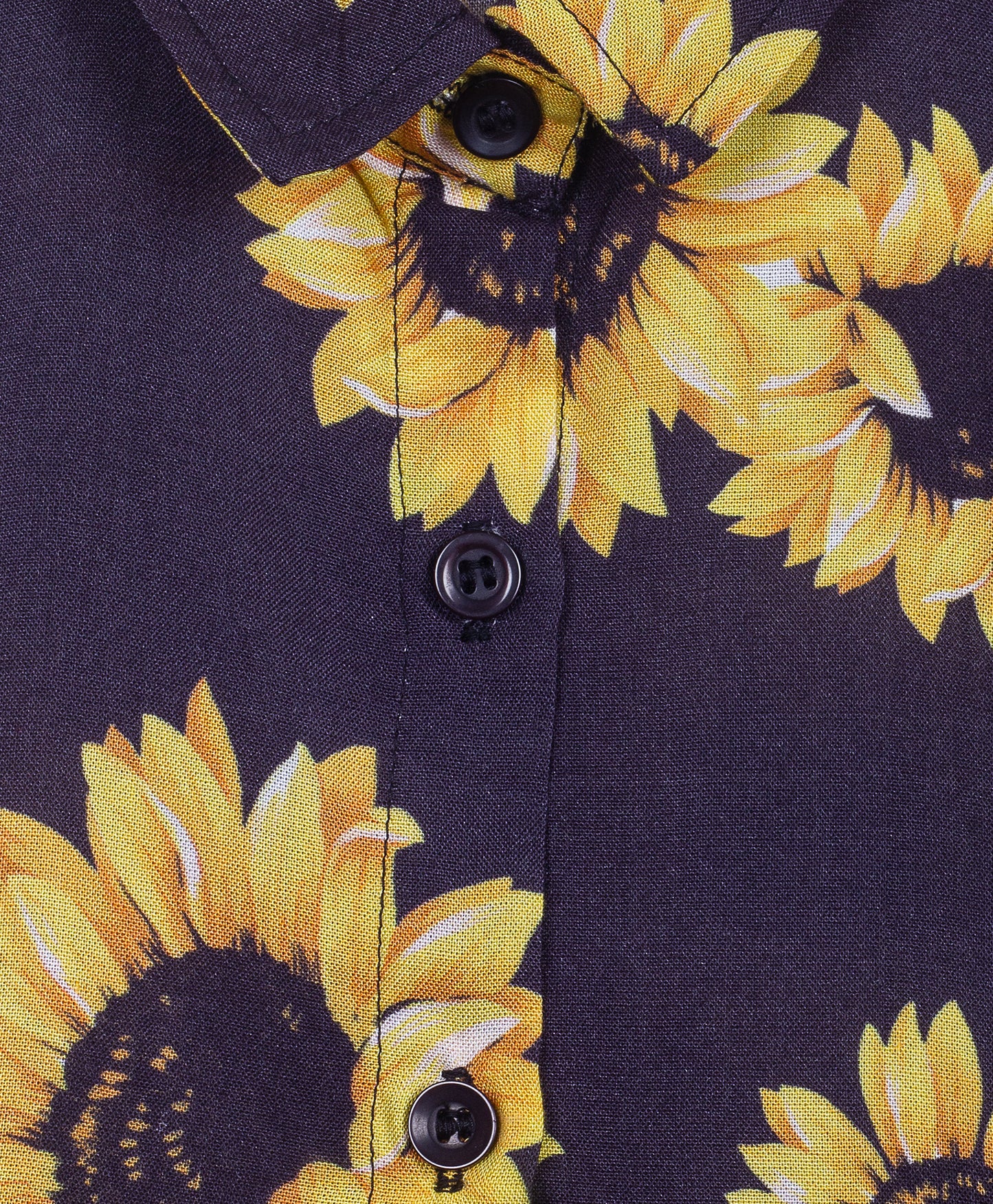 All over sunflower print dress with front button closure