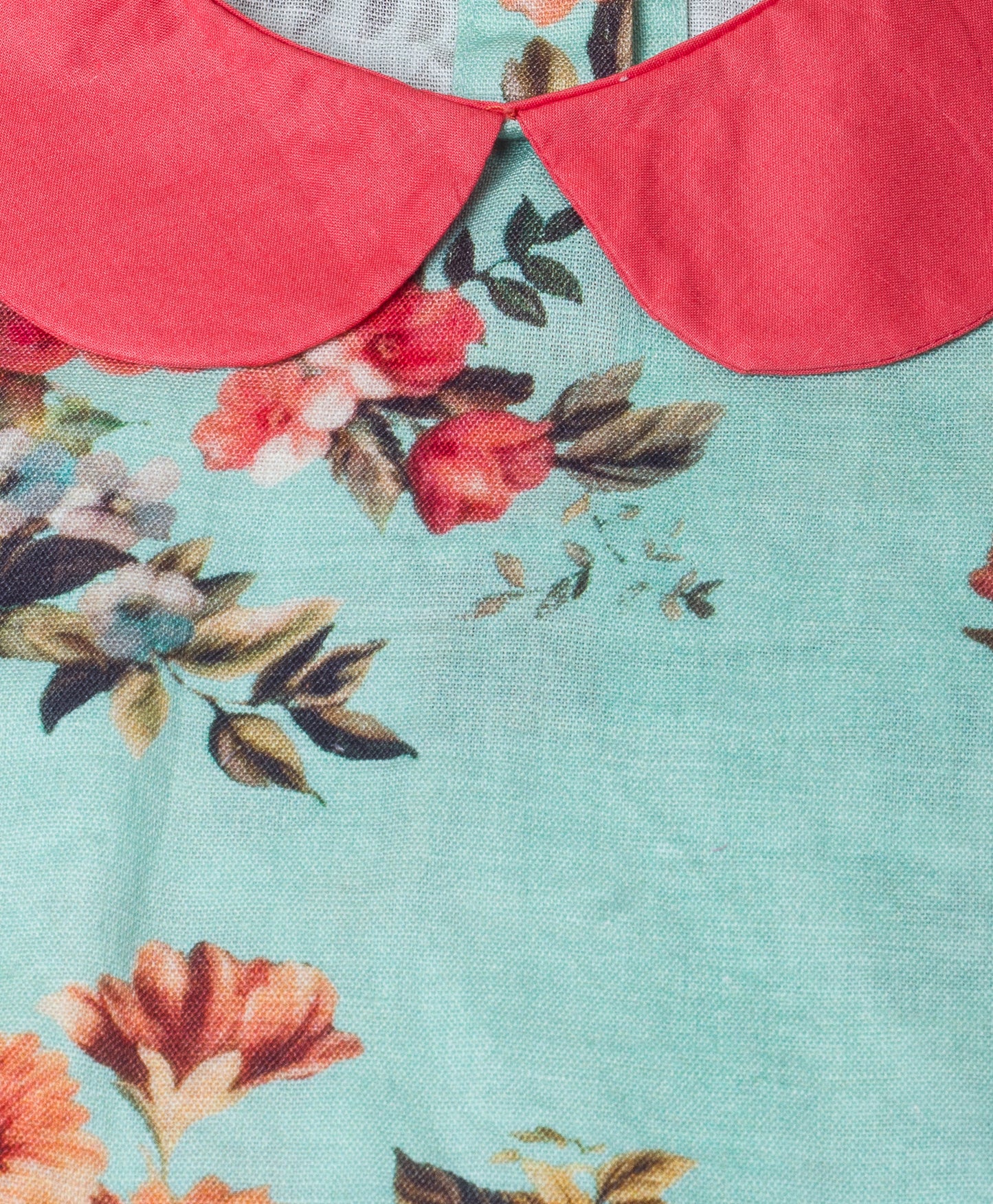 Vintage floral print dress with contrast collar -Green