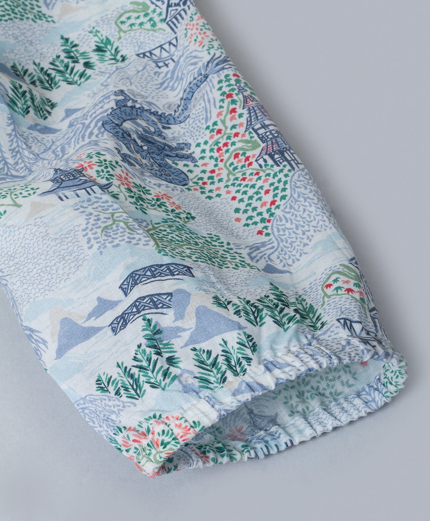 Dress with China Dragon print and Wooden Buttons