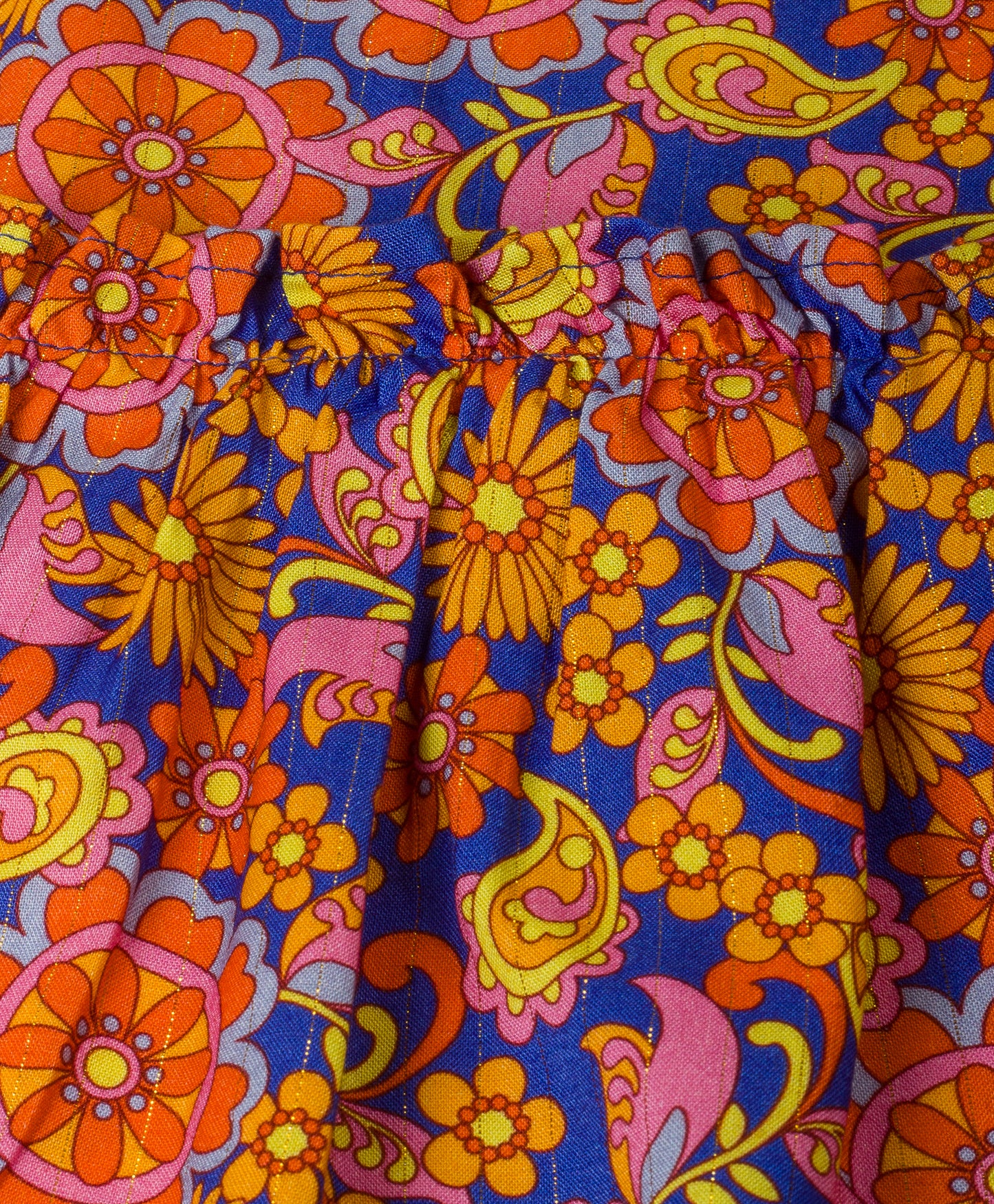 ALL OVER FLOWER AND PAISLEY ROYAL BLUE DRESS WITH BELL SLEEVES