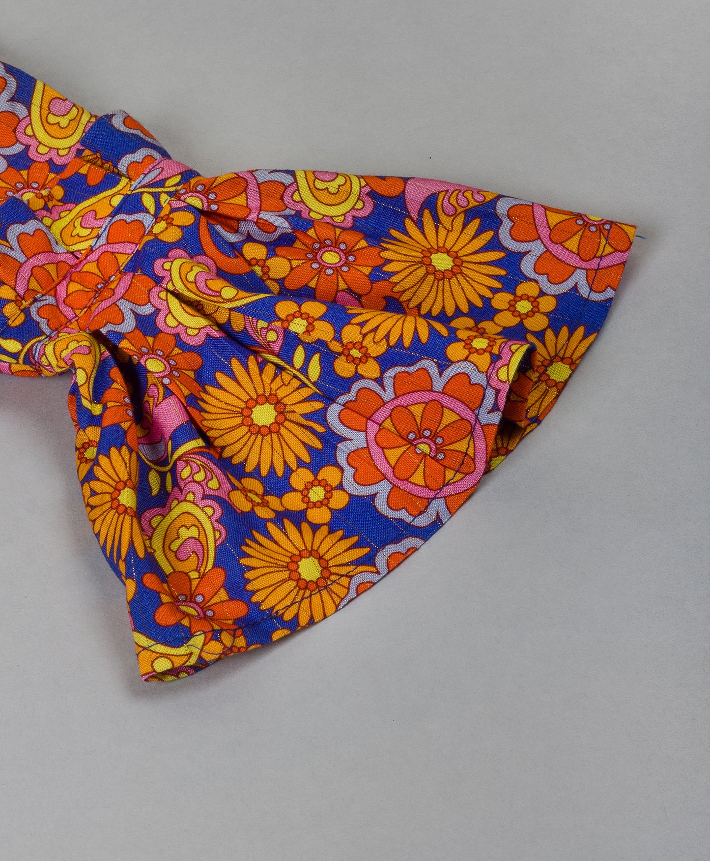 ALL OVER FLOWER AND PAISLEY ROYAL BLUE DRESS WITH BELL SLEEVES