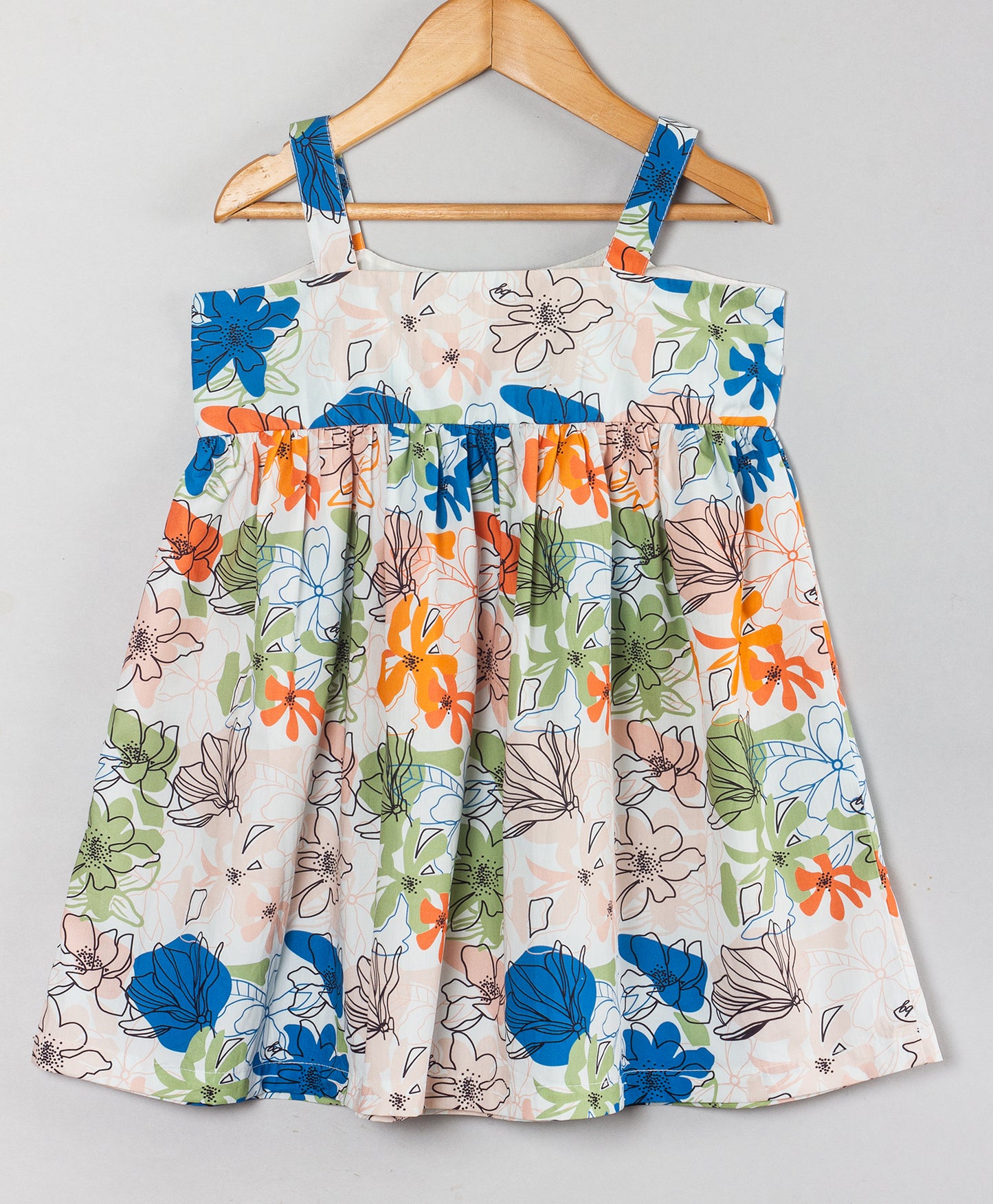 FLORAL PRINT DRESS WITH BIG BOW AT FRONT YOKE