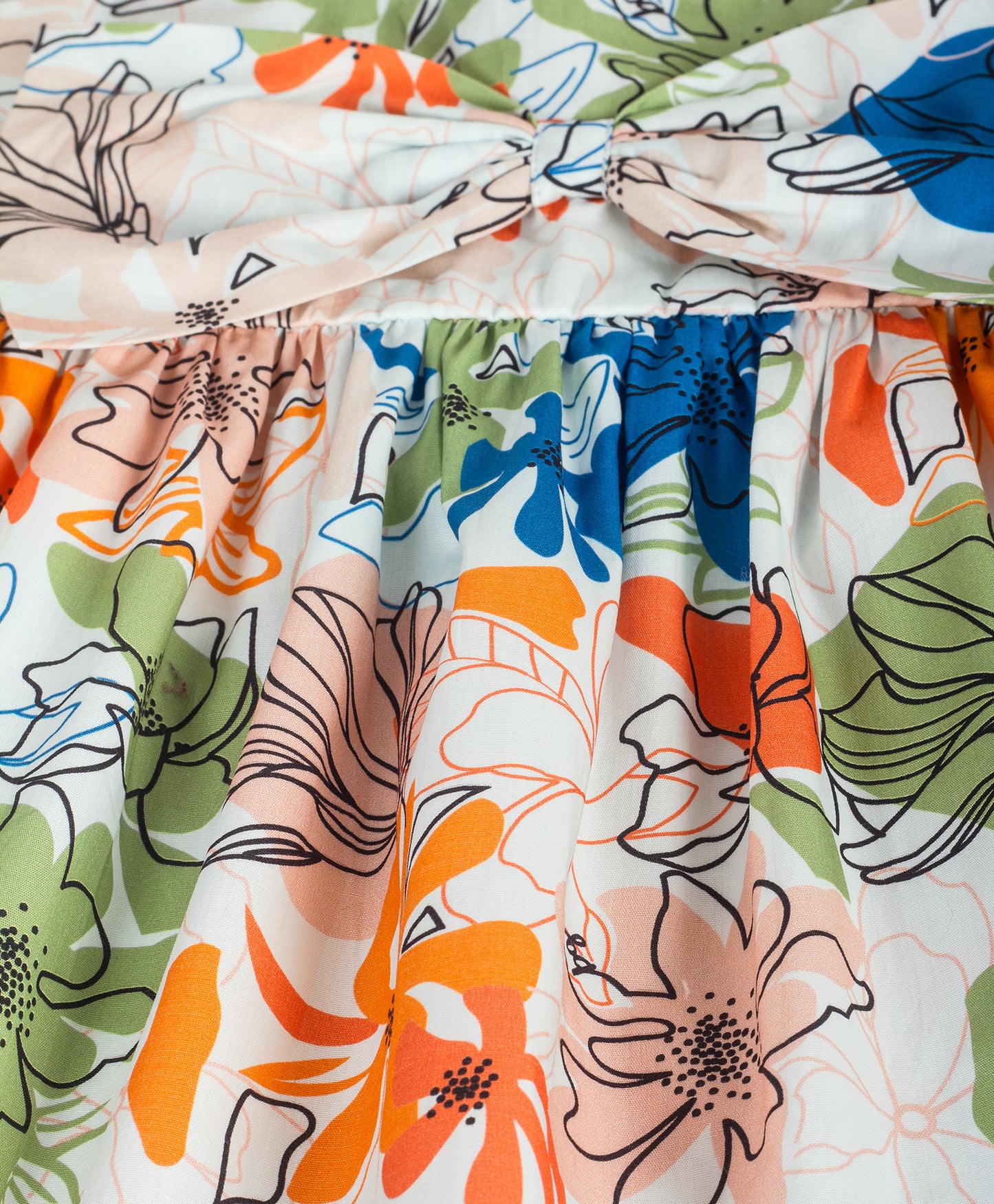 FLORAL PRINT DRESS WITH BIG BOW AT FRONT YOKE
