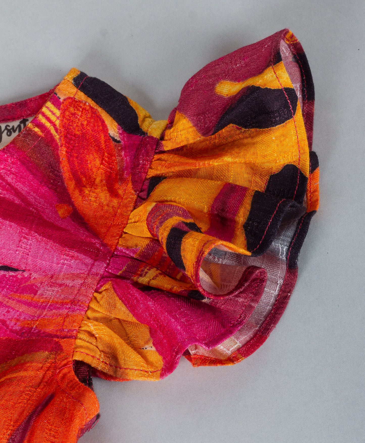 BIG FLORAL PRINT DRESS WITH BOWS AT SIDE WAIST