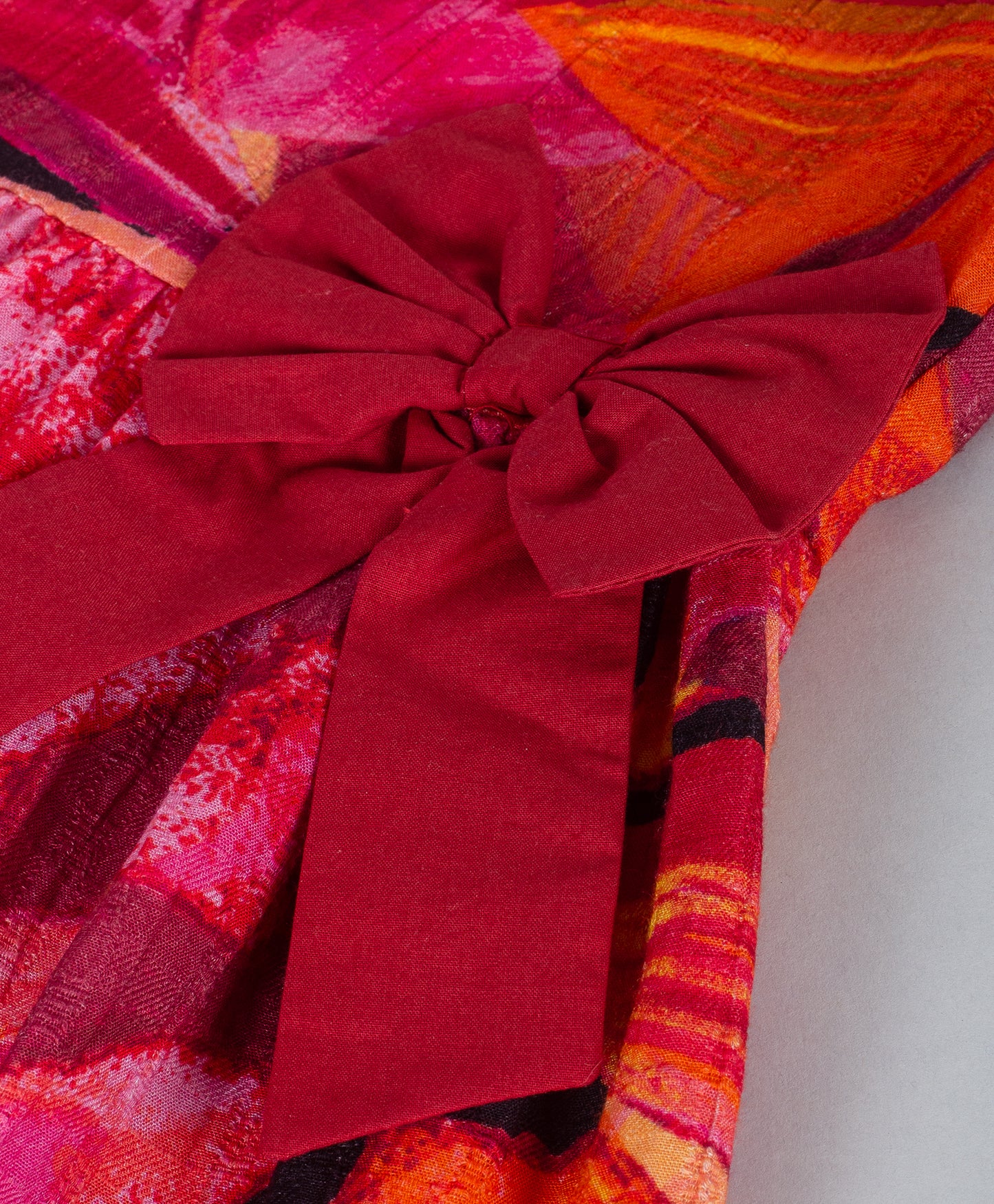 BIG FLORAL PRINT DRESS WITH BOWS AT SIDE WAIST