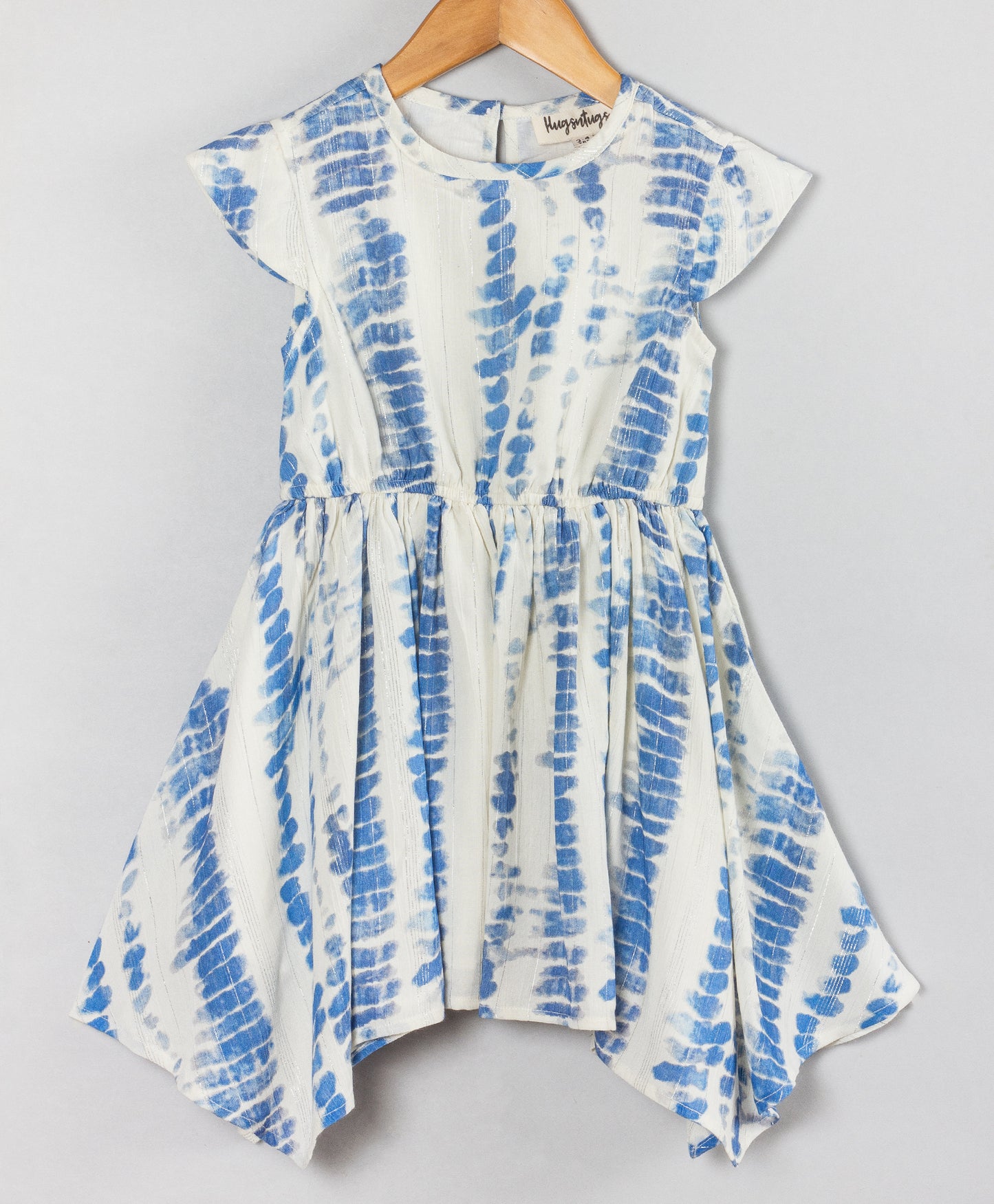 TIE AND DYE PRINT DRESS WITH HIGH LOW FLOUNCE HEM