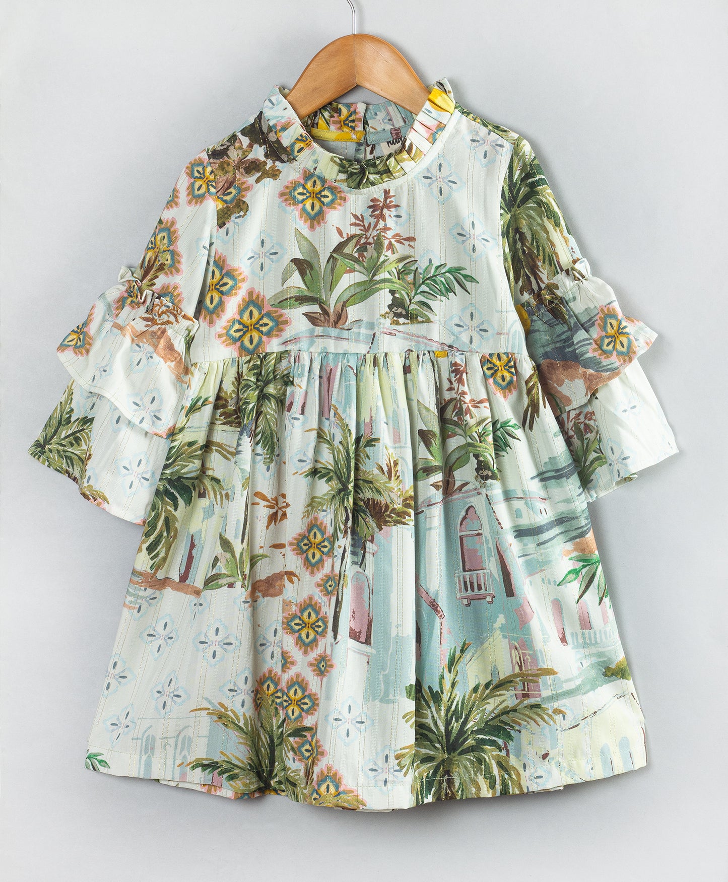 HOUSE AND TREE PRINT DRESS