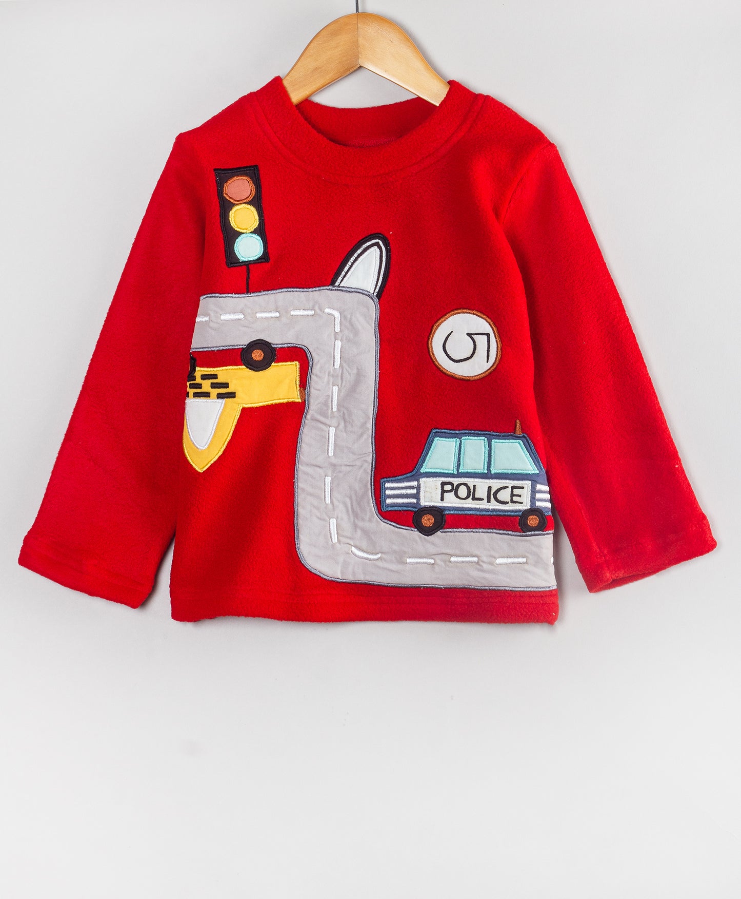 CAR DRIVE PATCHWORK RED FLEECE SET