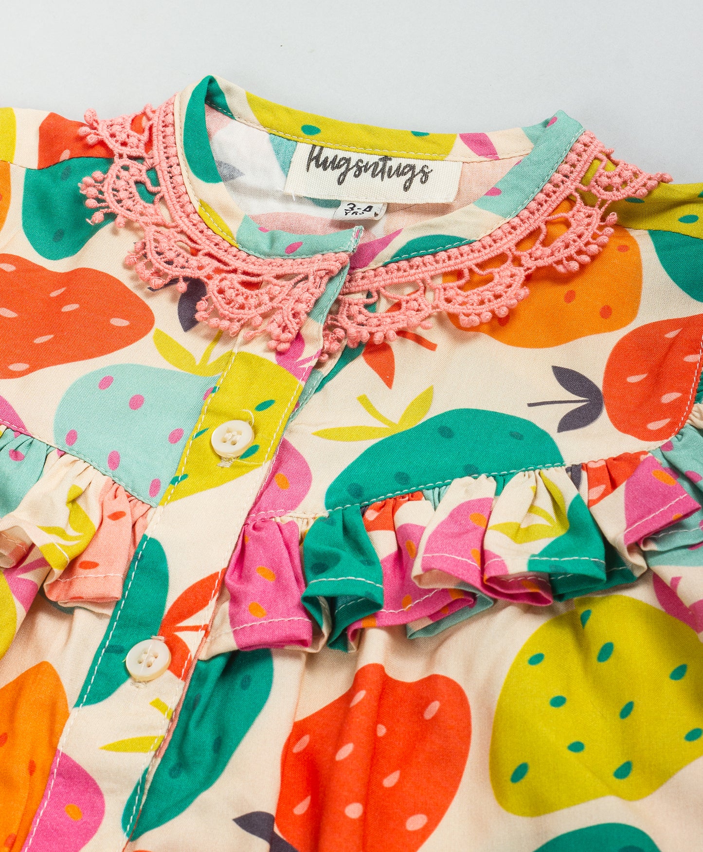COLORFUL STRAWBERRY PRINT BUTTON DOWN TOP