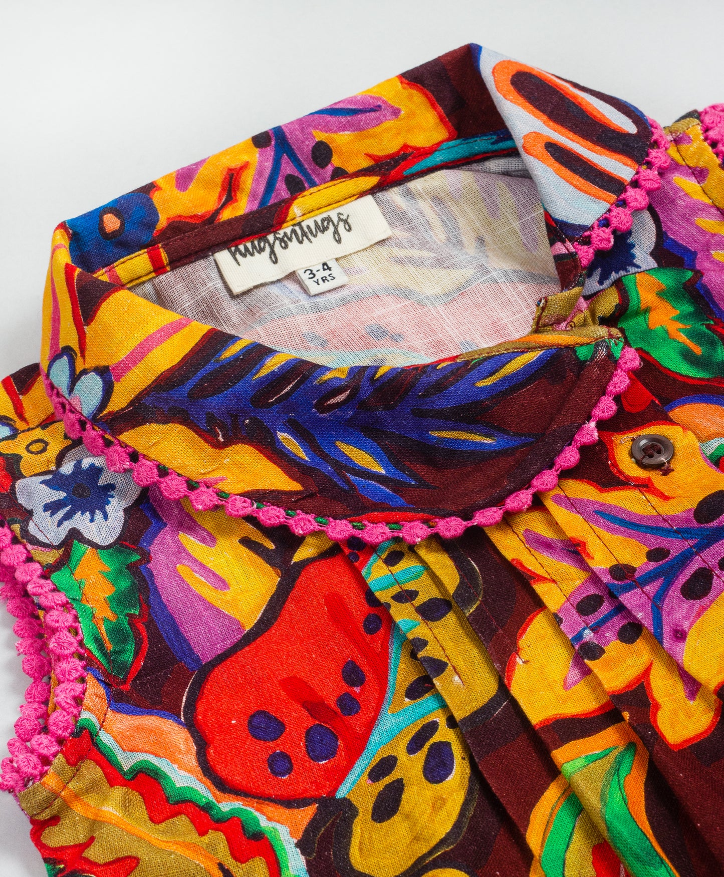 MULTI FLORAL PRINT ASYMMETRIC PETER PAN COLLARS WITH CONTRAST LACE