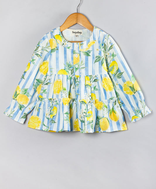 STRIPED LEMON PRINT TOP