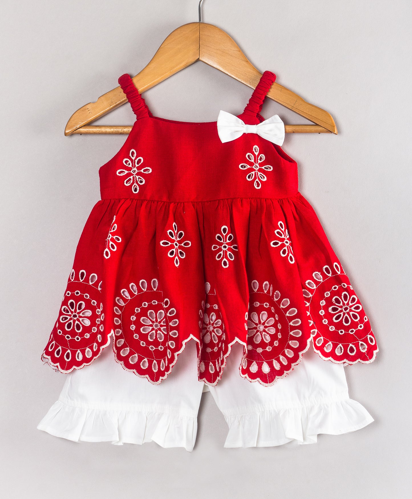 RED EMBROIDERED INFANT SET