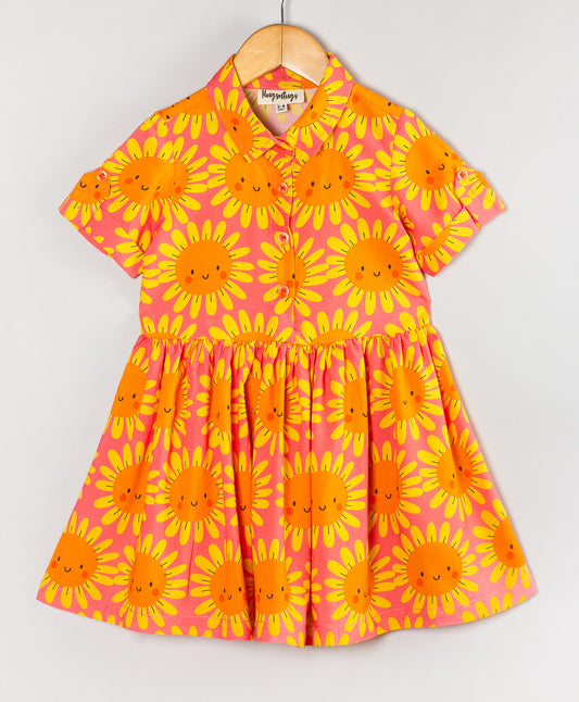 HAPPY SUNFLOWER PRINT DRESS