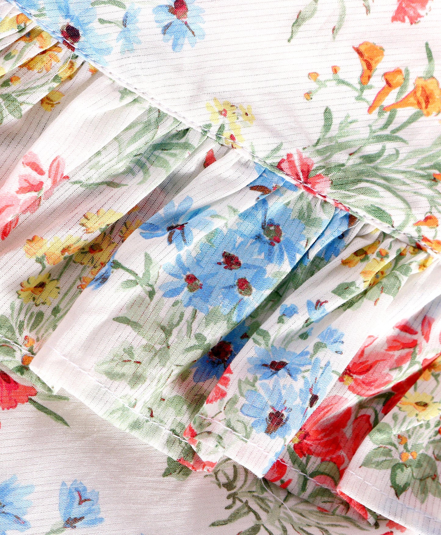 FLORAL PRINT TOP WITH FRILL ACROSS FRONT