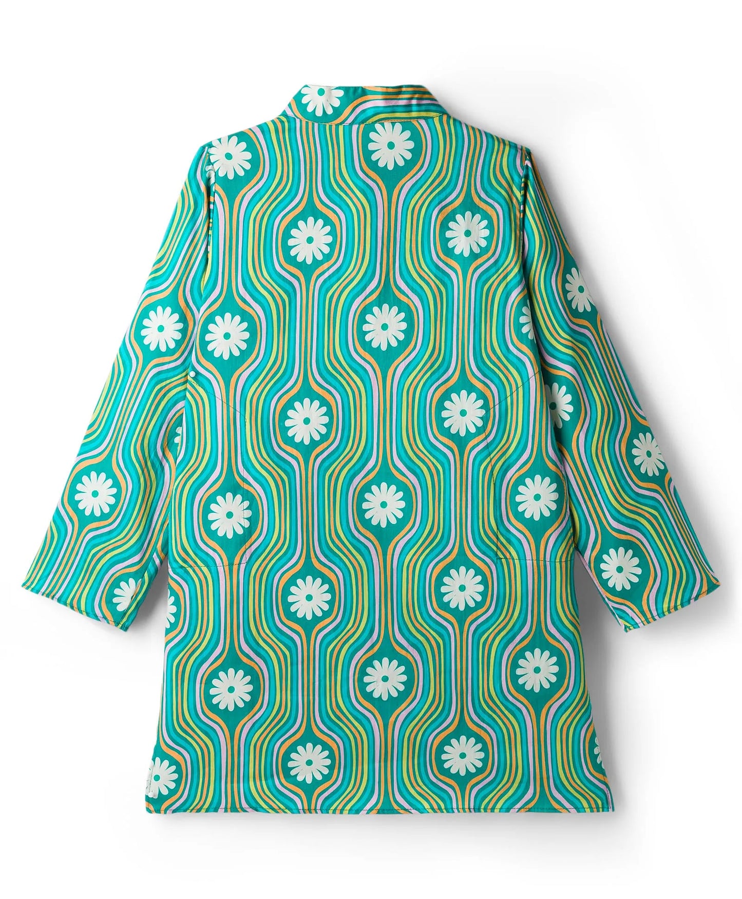 GREEN FLORAL GEOMETRIC PRINT KURTA SET