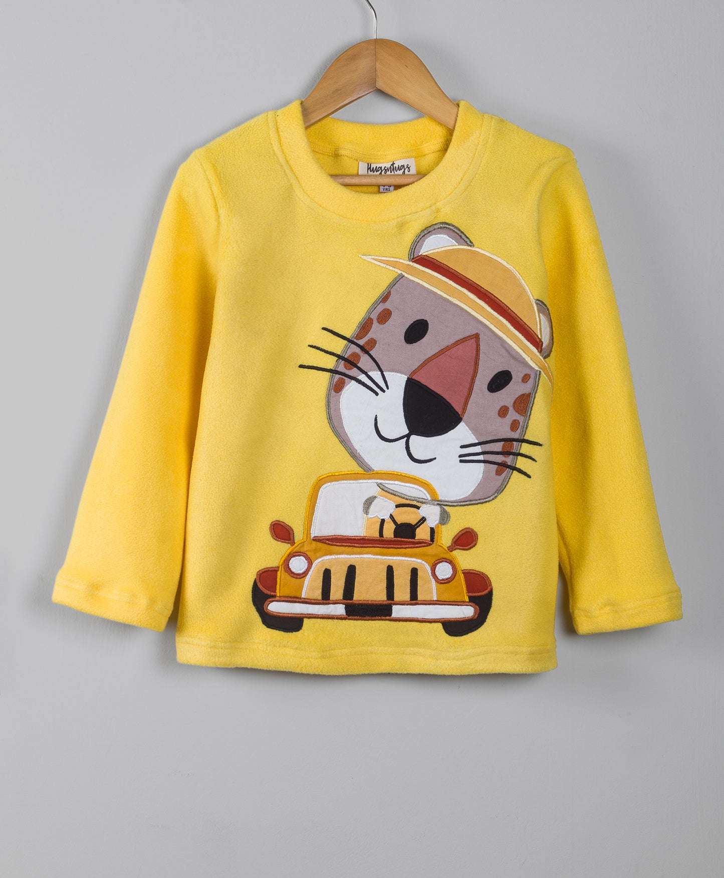 Tiger on a car yellow fleece set