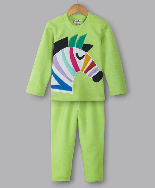 Zebra patch green fleece set