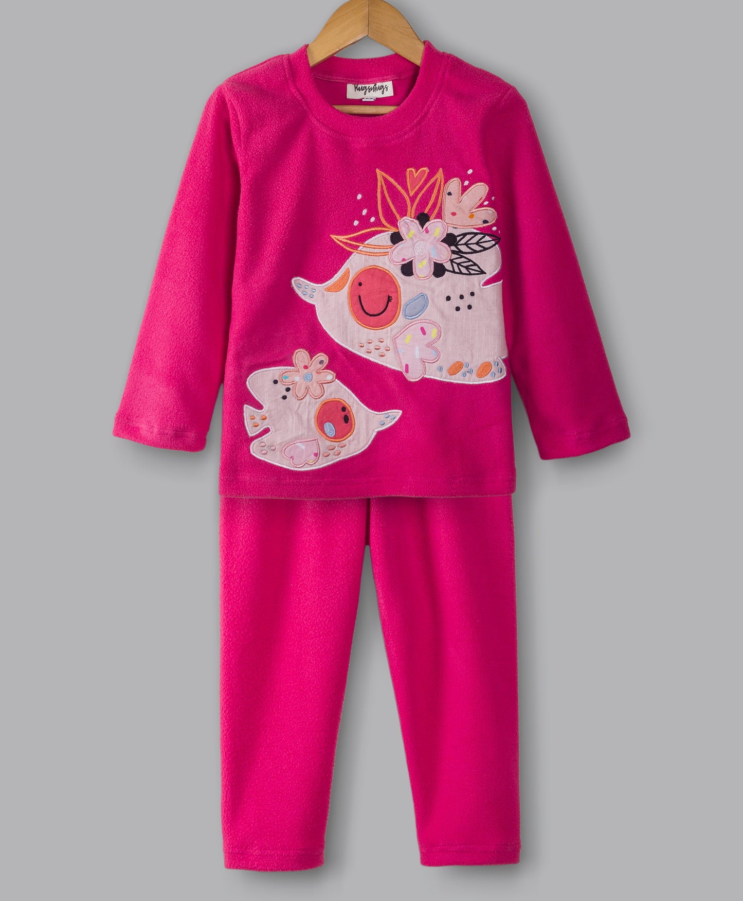 FISH PATCH HOT PINK FLEECE SET
