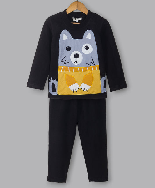 CAT PATCH BLACK FLEECE SET