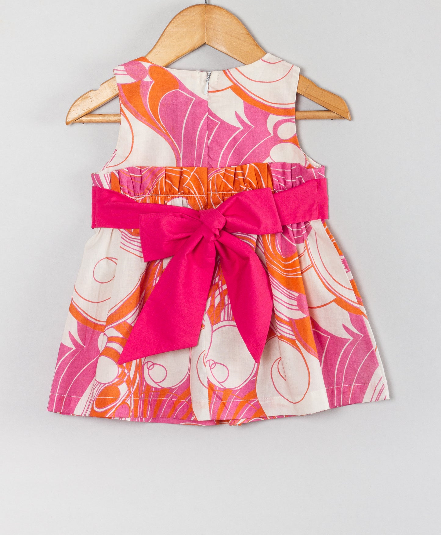 ORANGE AND PINK GRAPHIC PRINT INFANT DRESS