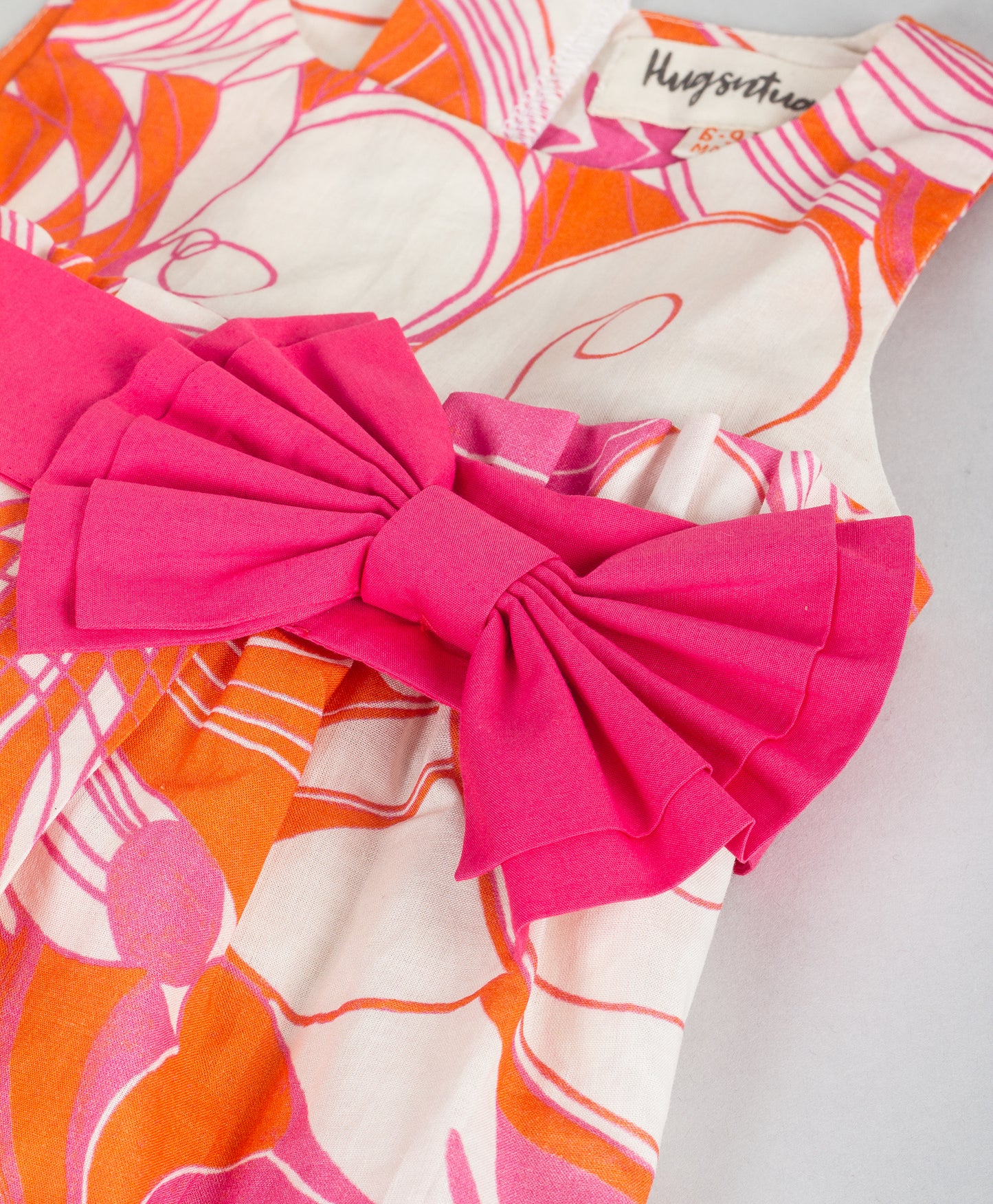 ORANGE AND PINK GRAPHIC PRINT INFANT DRESS