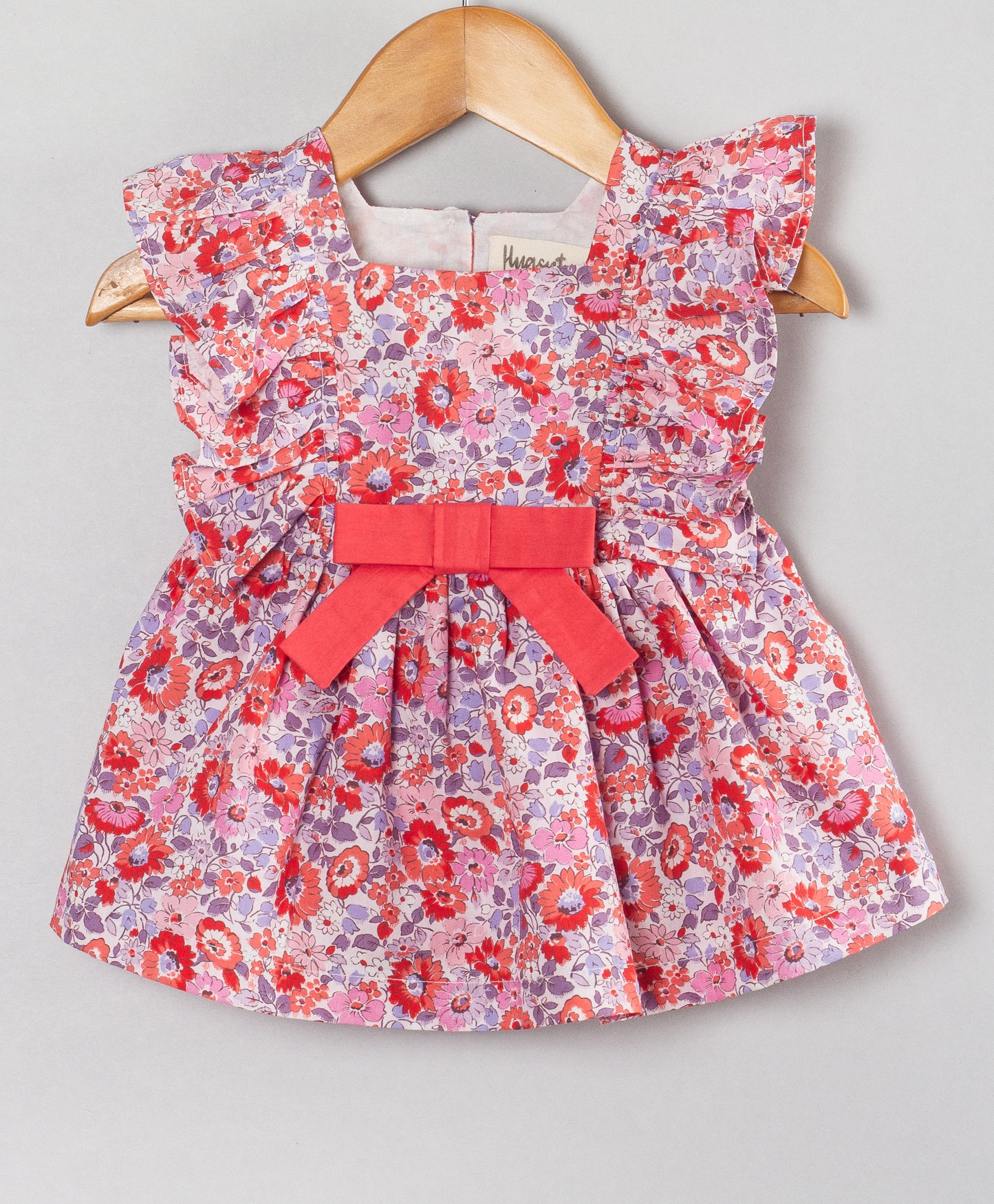 PINK RED FLORAL PRINT INFANT SET