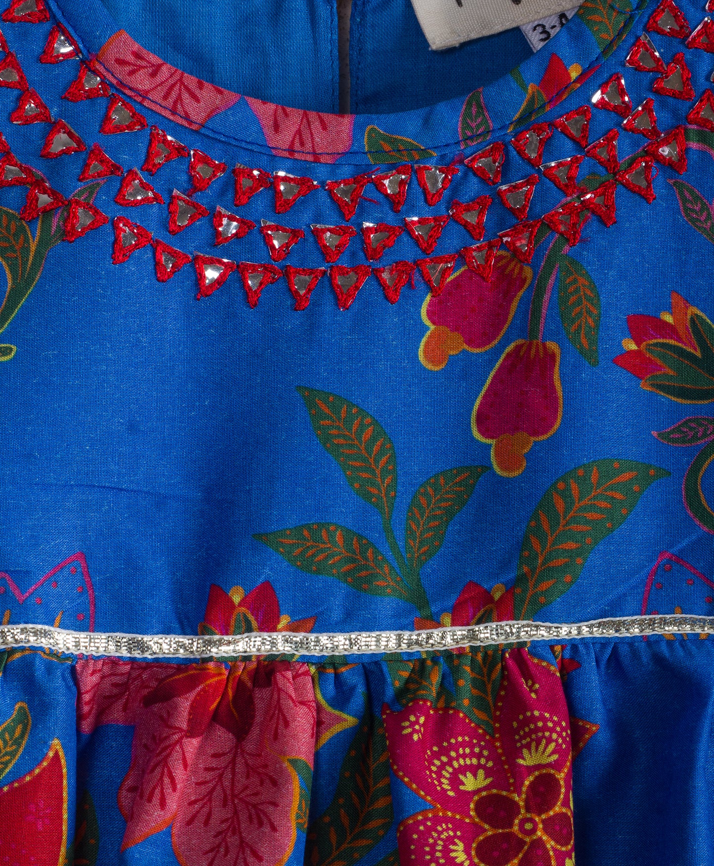 ROYAL BLUE BIG FLORAL KURTA SET WITH MATCHING DHOTI PANTS