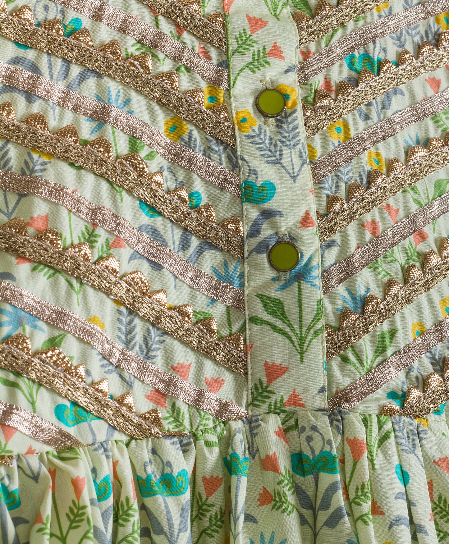 MANDARIN COLLAR ANARKALI KURTA SET WITH GOTA WORK