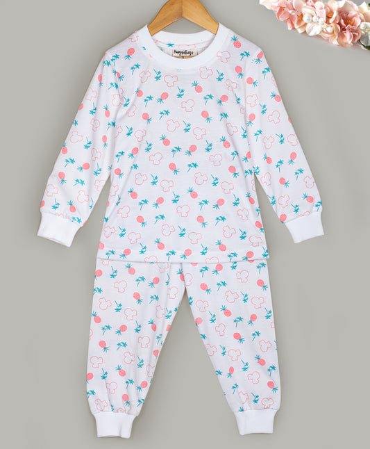 PINEAPPLE AND CARTOON PRINT JERSEY SLEEP SET