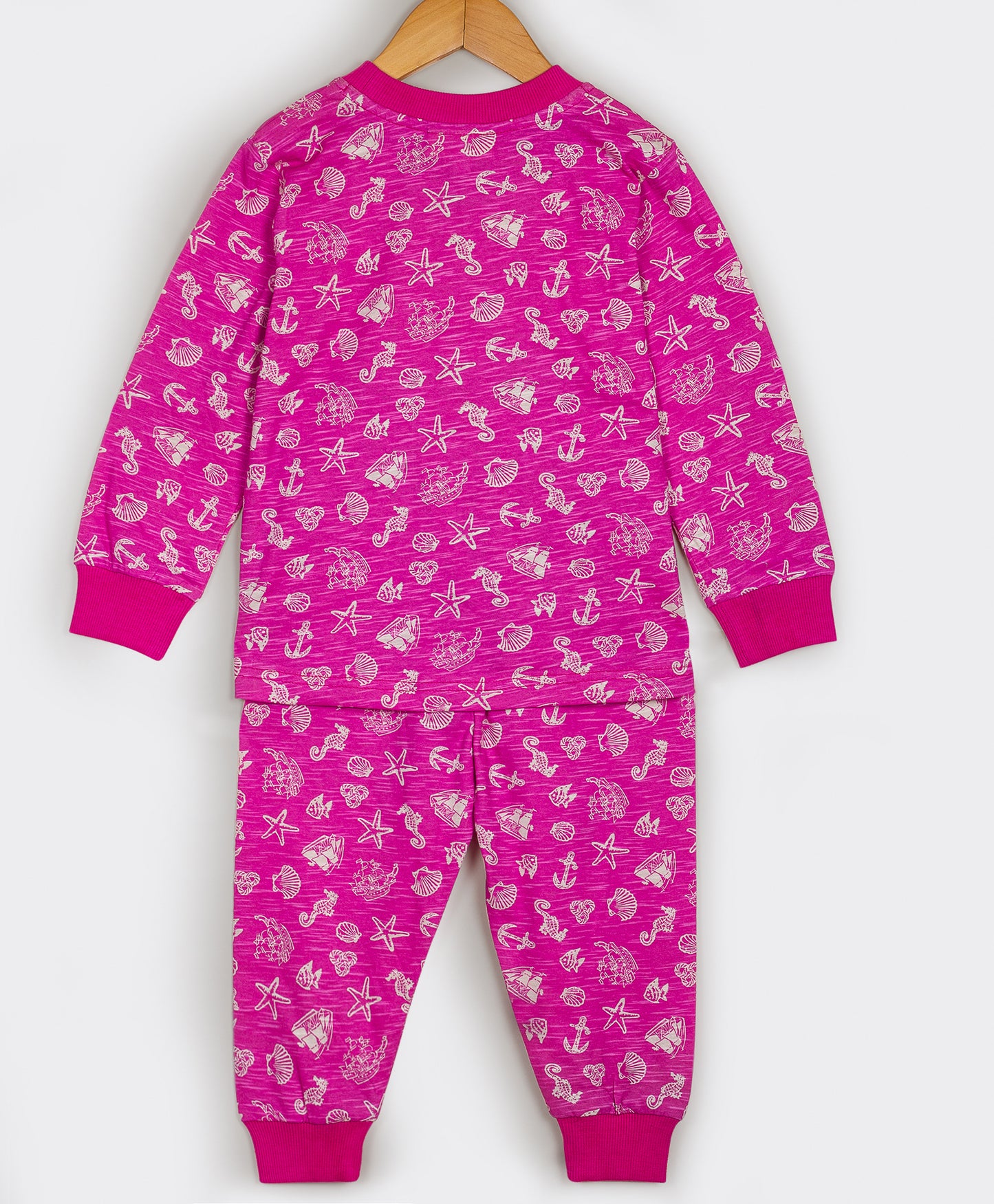 ALL OVER SEA SHELL AND STAR FISH PRINT JERSEY SET