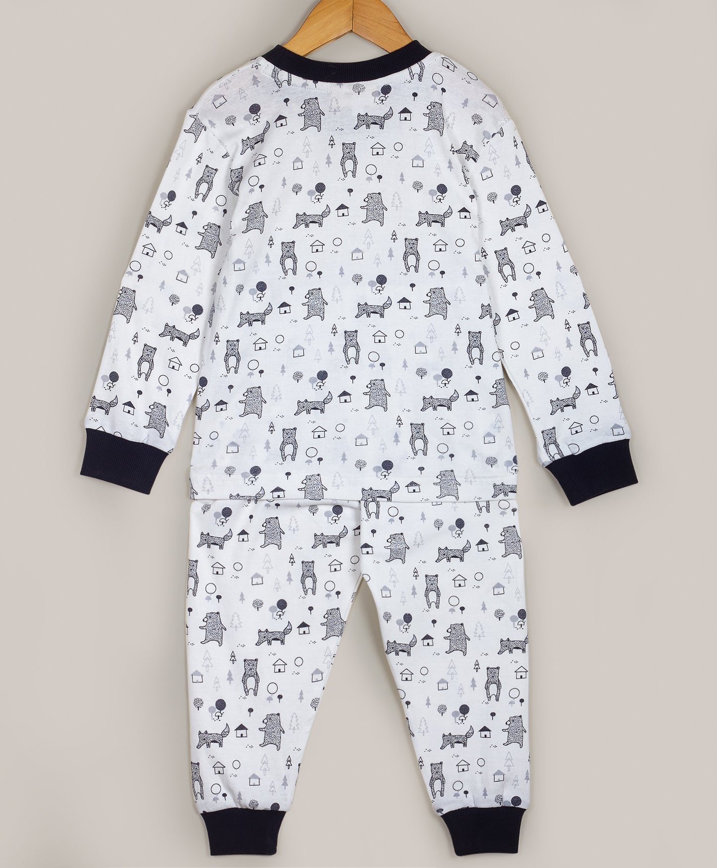 ALL OVER FOX AND BEAR PRINT JERSEY SLEEP SET
