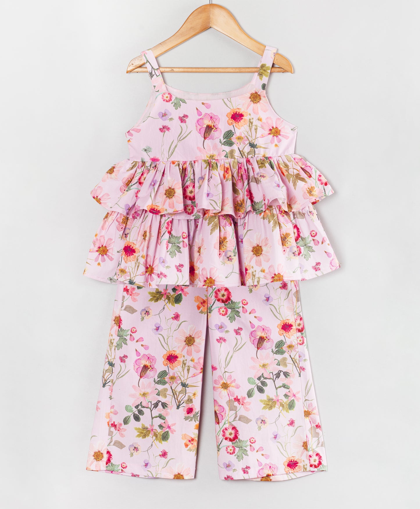 PINK FLORAL PRINT CO-ORD SET WITH SHOULDER STRAPS