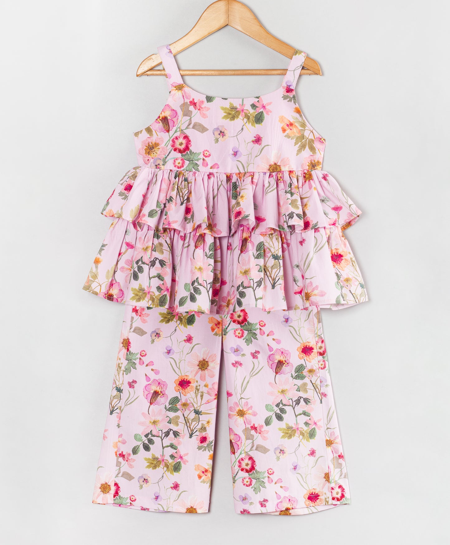 PINK FLORAL PRINT CO-ORD SET WITH SHOULDER STRAPS